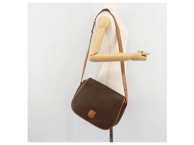 Céline CELINE Macadam Canvas Shoulder Bag PVC Leather Brown Gold - vista 22