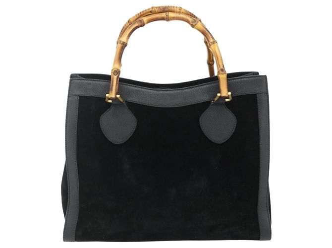 GUCCI Bamboo Hand Bag Suede Black Gold 002 0260 - vista 2