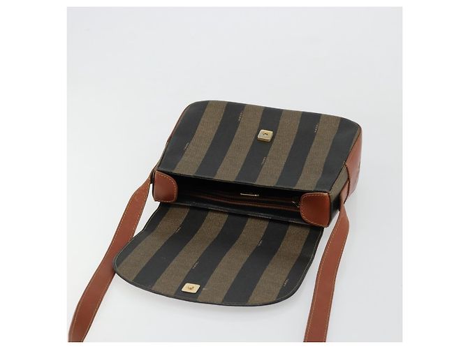 FENDI Pecan Canvas Shoulder Bag PVC Black Brown - vista 10