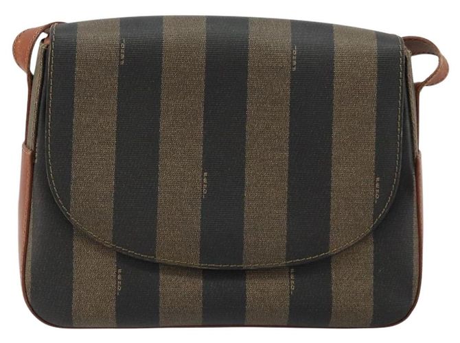 FENDI Pecan Canvas Shoulder Bag PVC Black Brown - vista 13