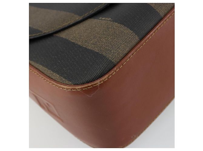 FENDI Pecan Canvas Shoulder Bag PVC Black Brown - vista 14