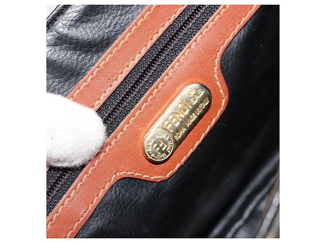 FENDI Pecan Canvas Shoulder Bag PVC Black Brown - vista 17