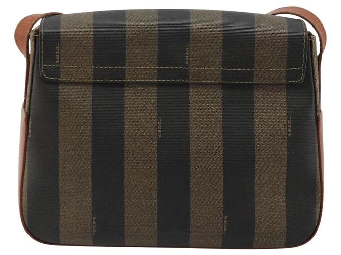 FENDI Pecan Canvas Shoulder Bag PVC Black Brown - vista 2