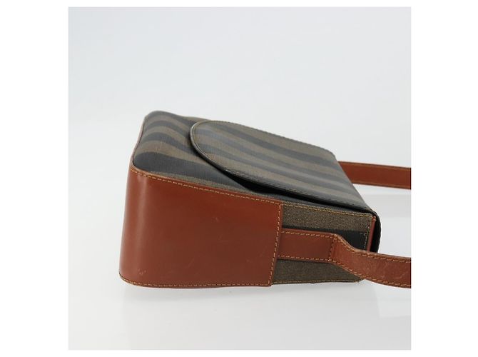 FENDI Pecan Canvas Shoulder Bag PVC Black Brown - vista 3