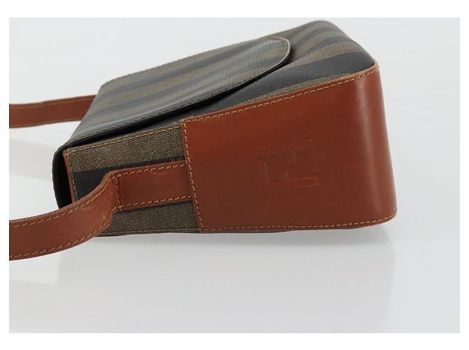 FENDI Pecan Canvas Shoulder Bag PVC Black Brown - vista 4