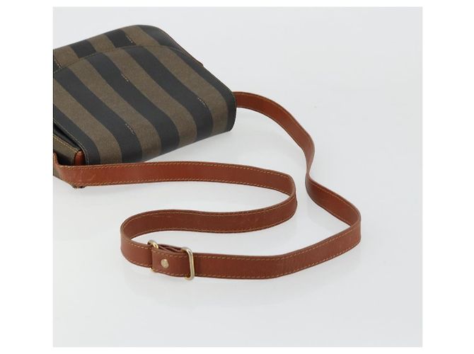 FENDI Pecan Canvas Shoulder Bag PVC Black Brown - vista 7