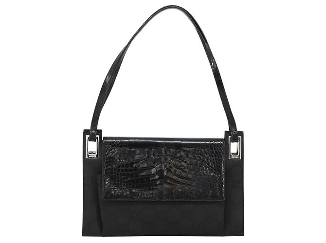 GUCCI Bolso de hombro de piel grabada Negro Plata 001 3158 - vista 13
