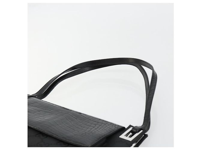 GUCCI Bolso de hombro de piel grabada Negro Plata 001 3158 - vista 14