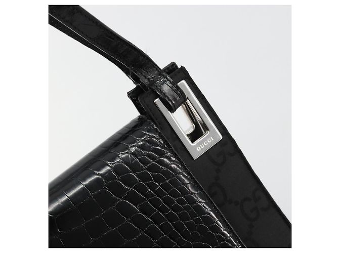 GUCCI Bolso de hombro de piel grabada Negro Plata 001 3158 - vista 18