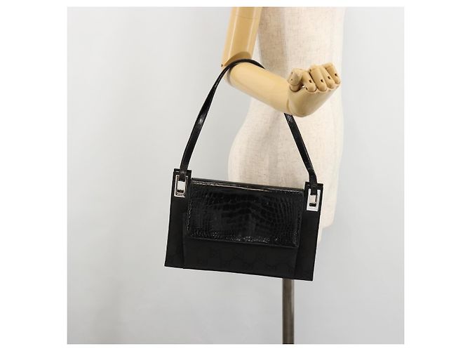 GUCCI Bolso de hombro de piel grabada Negro Plata 001 3158 - vista 25
