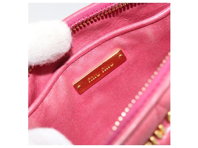 Miu Miu Pouch Leather Pink Gold - vista 18