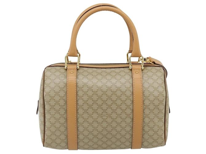 Céline CELINE Macadam Canvas Hand Bag PVC 2way Beige Gold - vista 3