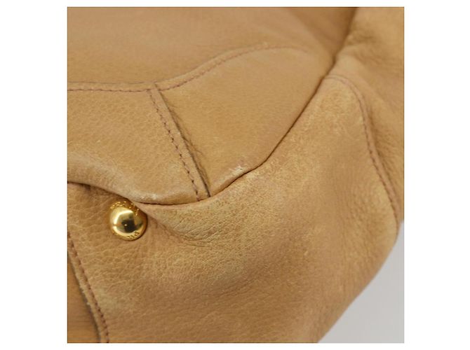 PRADA Shoulder Bag Leather Beige Gold - vista 17