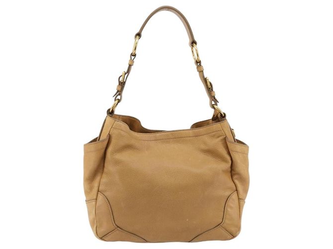 PRADA Shoulder Bag Leather Beige Gold - vista 2