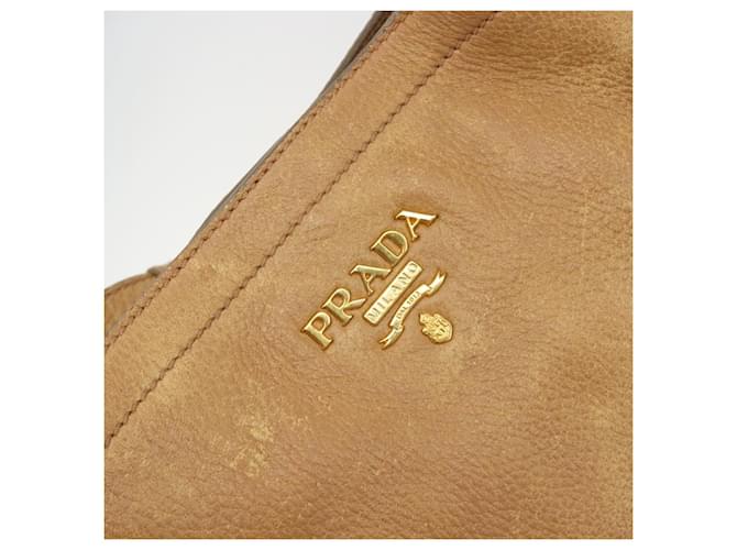 PRADA Shoulder Bag Leather Beige Gold - vista 20