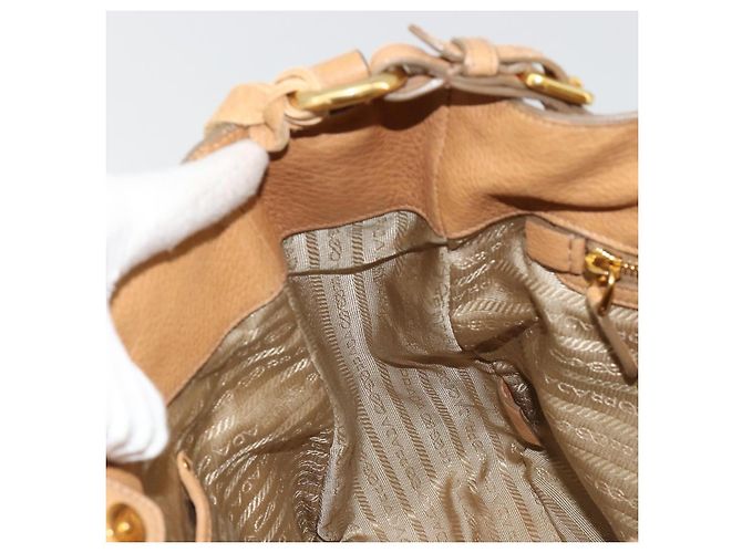 PRADA Shoulder Bag Leather Beige Gold - vista 23