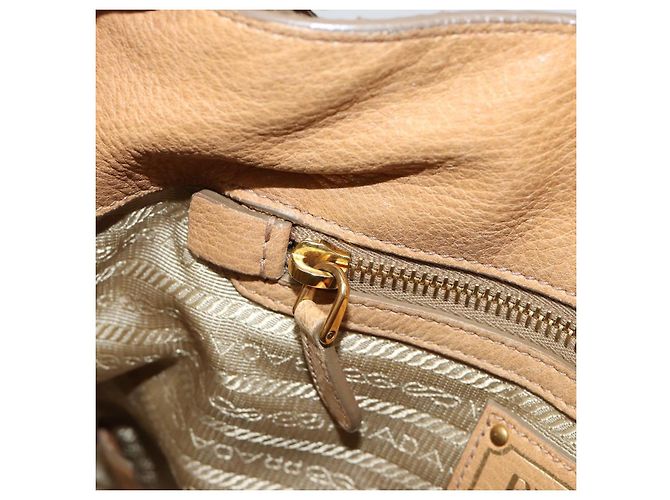 PRADA Shoulder Bag Leather Beige Gold - vista 24