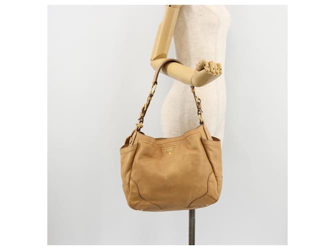 PRADA Shoulder Bag Leather Beige Gold - vista 26
