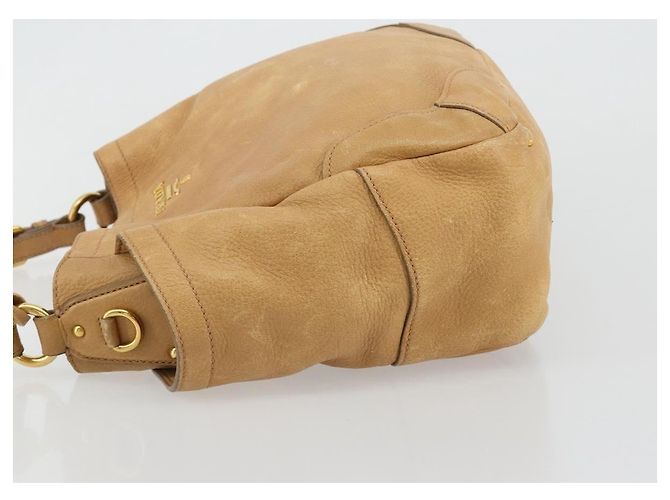 PRADA Shoulder Bag Leather Beige Gold - vista 4