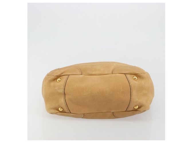 PRADA Shoulder Bag Leather Beige Gold - vista 5