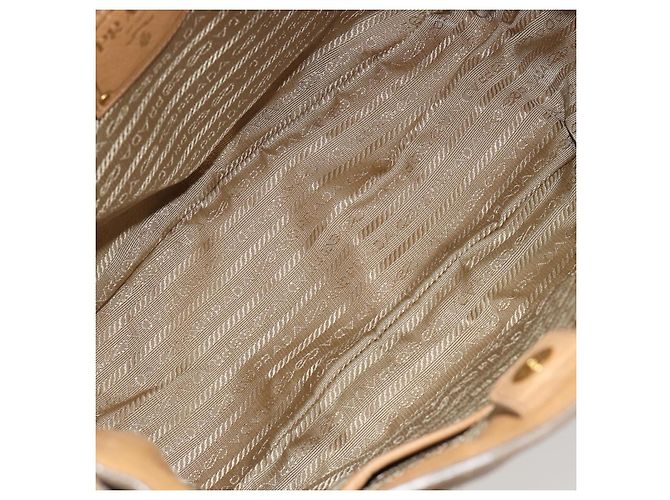 PRADA Shoulder Bag Leather Beige Gold - vista 9