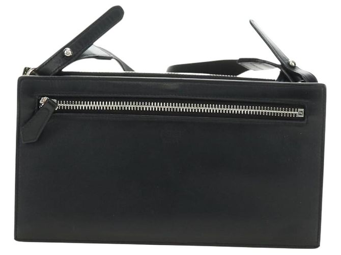 FENDI Bugs Monster Shoulder Bag Leather Black Silver - vista 2