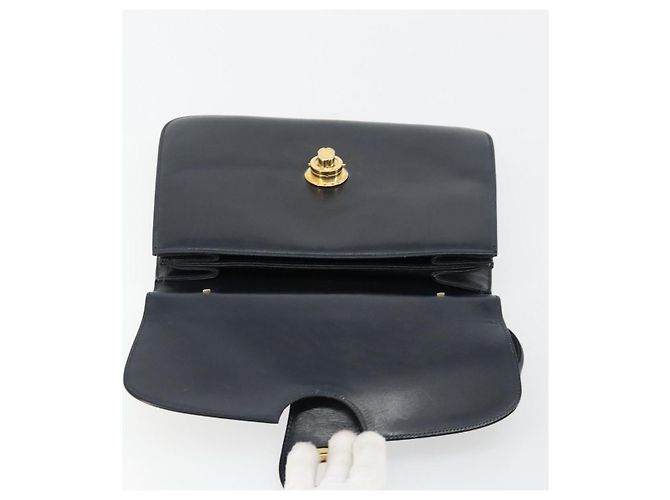 GUCCI Hand Bag Leather Navy Gold - view 10