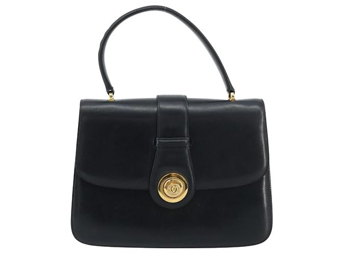 GUCCI Hand Bag Leather Navy Gold - view 13