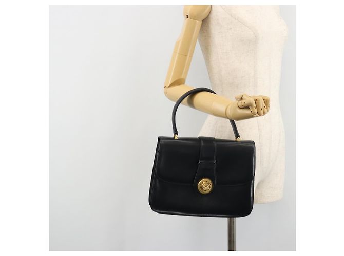 GUCCI Hand Bag Leather Navy Gold - view 23