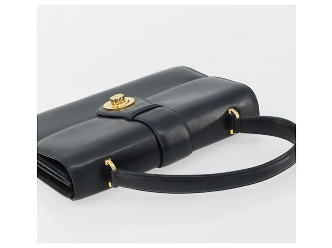 GUCCI Hand Bag Leather Navy Gold - view 6