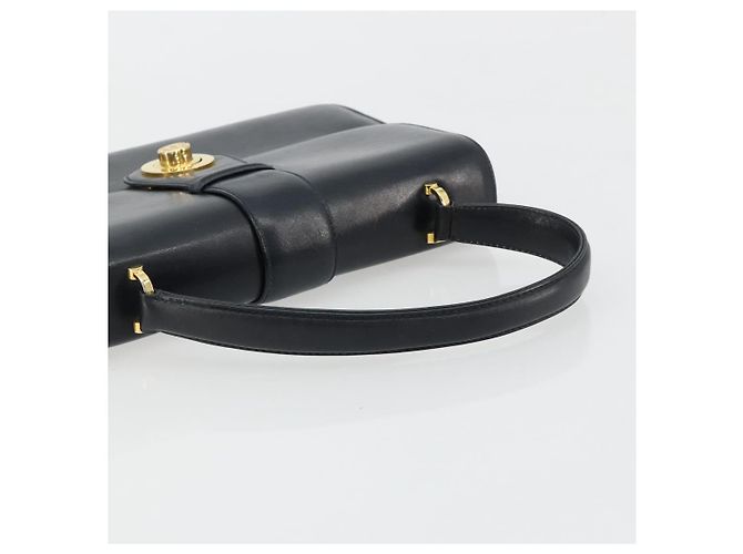 GUCCI Hand Bag Leather Navy Gold - view 7