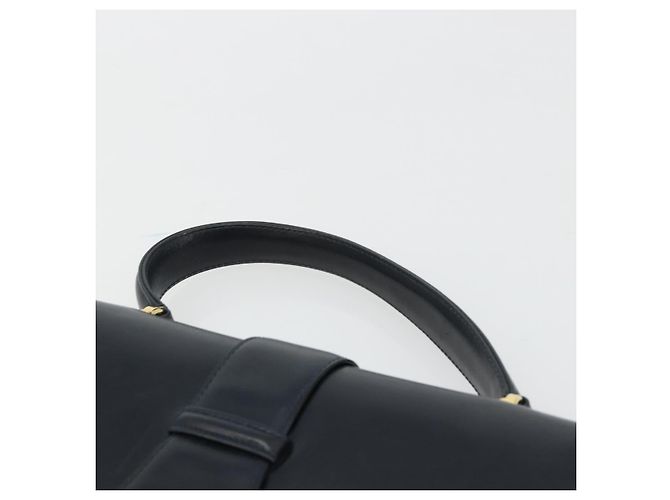 GUCCI Hand Bag Leather Navy Gold - view 8