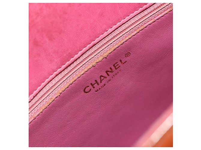 CHANEL Choco Bar Hand Bag Patent leather Orange Gold CC - vista 10