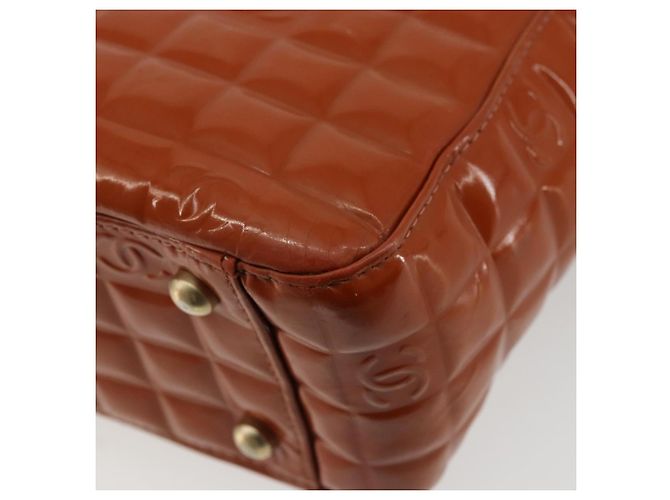 CHANEL Choco Bar Hand Bag Patent leather Orange Gold CC - vista 15