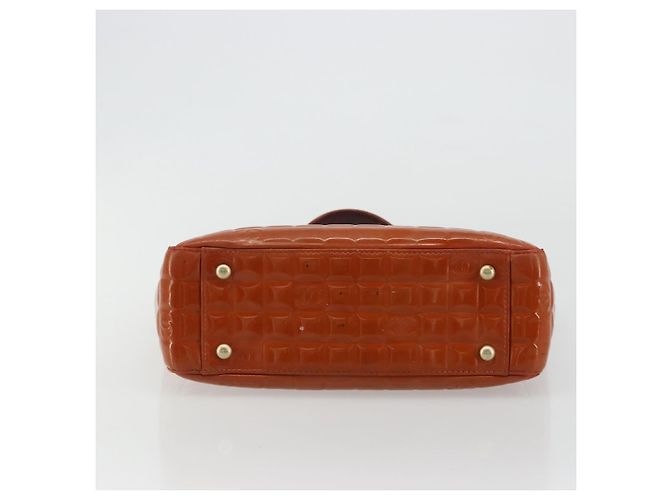 CHANEL Choco Bar Hand Bag Patent leather Orange Gold CC - vista 5