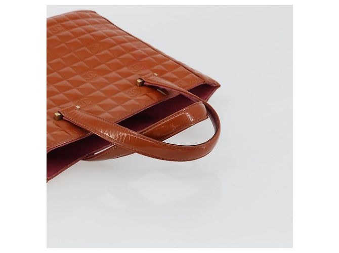 CHANEL Choco Bar Hand Bag Patent leather Orange Gold CC - vista 7