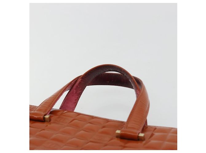 CHANEL Choco Bar Hand Bag Patent leather Orange Gold CC - vista 8