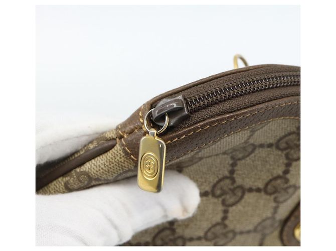 GUCCI GG Supreme Web Sherry Line Bag PVC Beige Gold 904 02 047 - vista 14