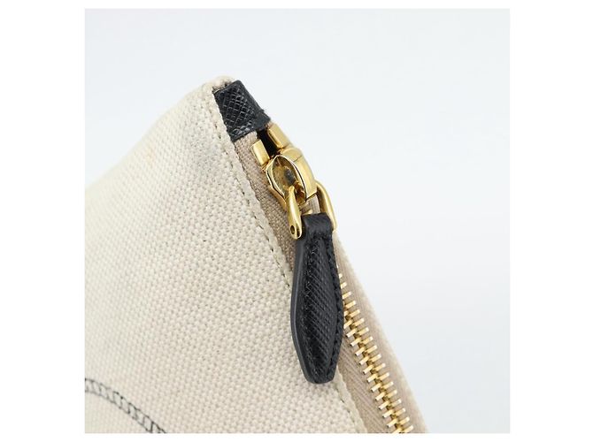 PRADA Canapa Pouch Canvas White Gold 1NH018 - vista 10