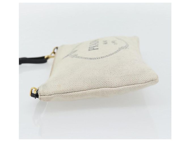PRADA Canapa Pouch Canvas White Gold 1NH018 - vista 3