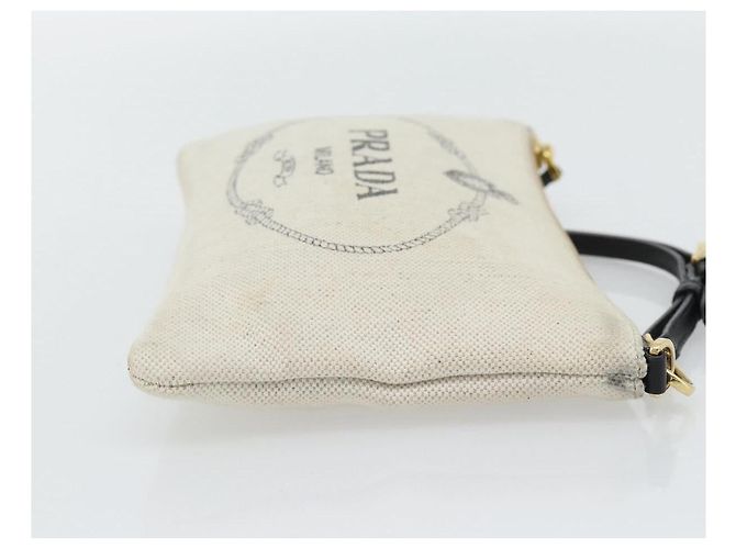 PRADA Canapa Pouch Canvas White Gold 1NH018 - vista 4