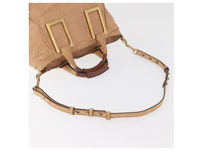 Chloé Chloe Etel Hand Bag Leather 2way Beige Gold - vista 10