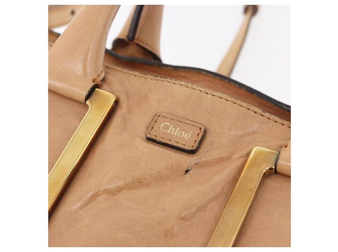 Chloé Chloe Etel Hand Bag Leather 2way Beige Gold - vista 17