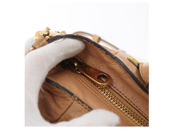 Chloé Chloe Etel Hand Bag Leather 2way Beige Gold - vista 18