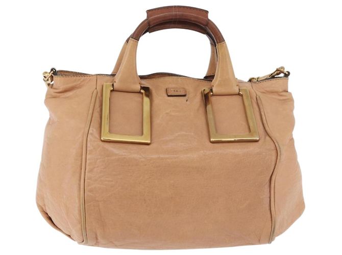 Chloé Chloe Etel Hand Bag Leather 2way Beige Gold - vista 2