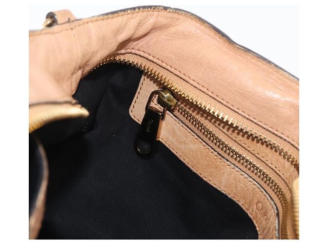 Chloé Chloe Etel Hand Bag Leather 2way Beige Gold - vista 23
