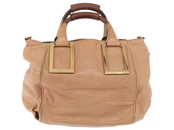 Chloé Chloe Etel Hand Bag Leather 2way Beige Gold - vista 4