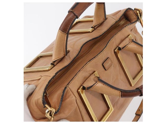 Chloé Chloe Etel Hand Bag Leather 2way Beige Gold - vista 7
