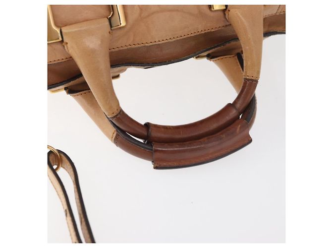 Chloé Chloe Etel Hand Bag Leather 2way Beige Gold - vista 8