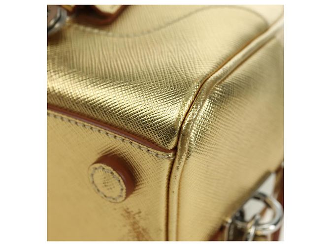 PRADA Hand Bag Safiano leather Gold - vista 13